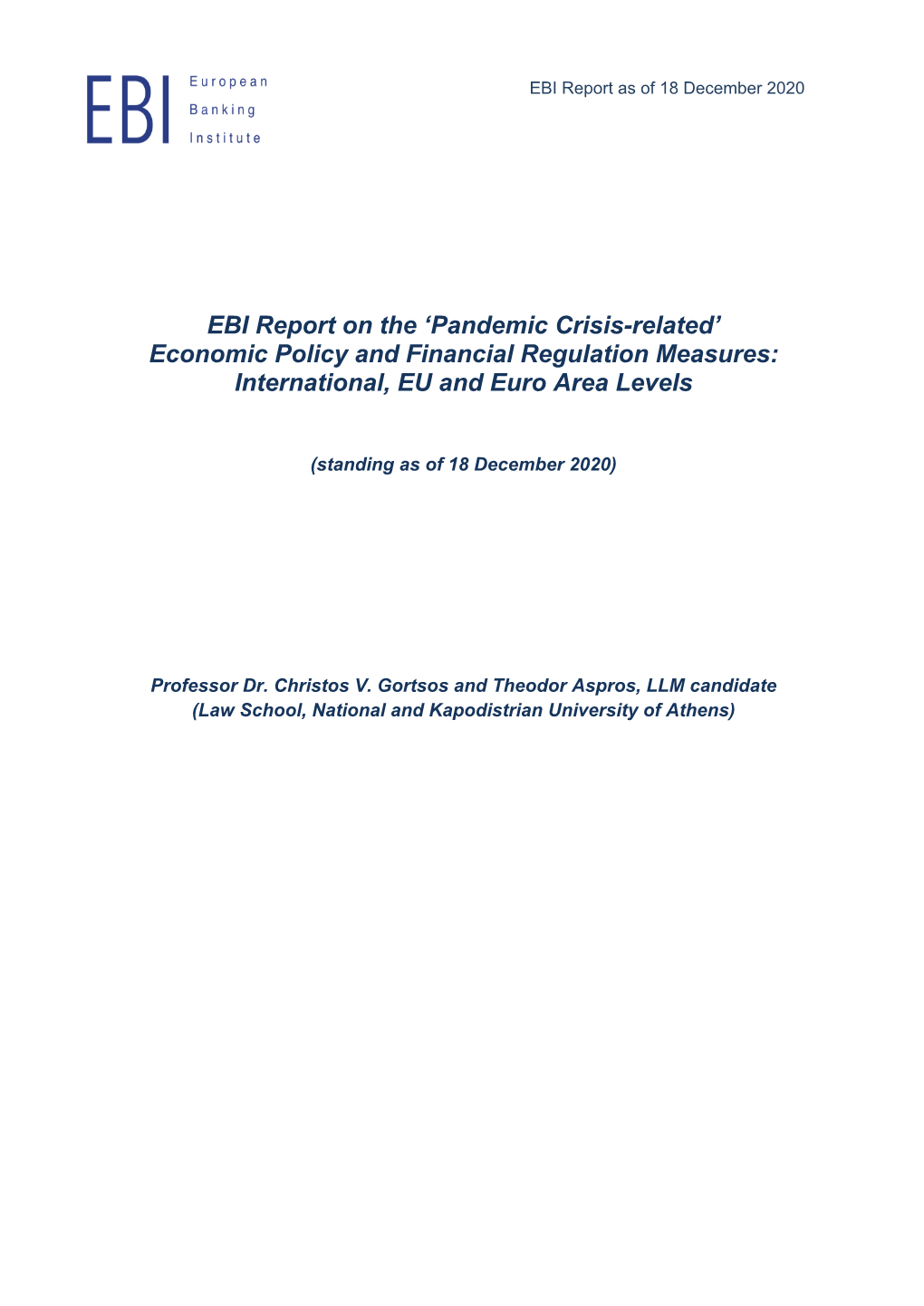 EBI Report on the 'Pandemic Crisis-Related'