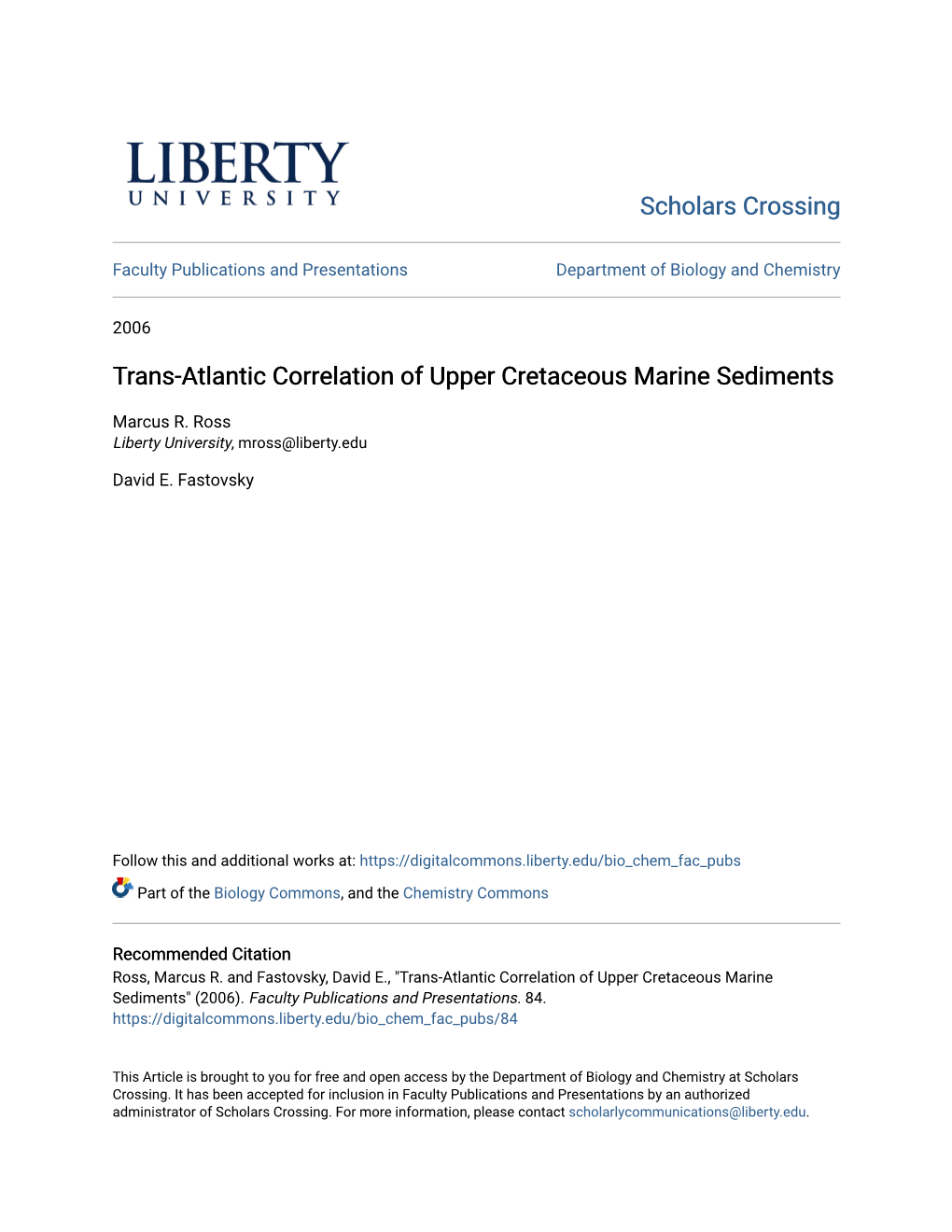 Trans-Atlantic Correlation of Upper Cretaceous Marine Sediments