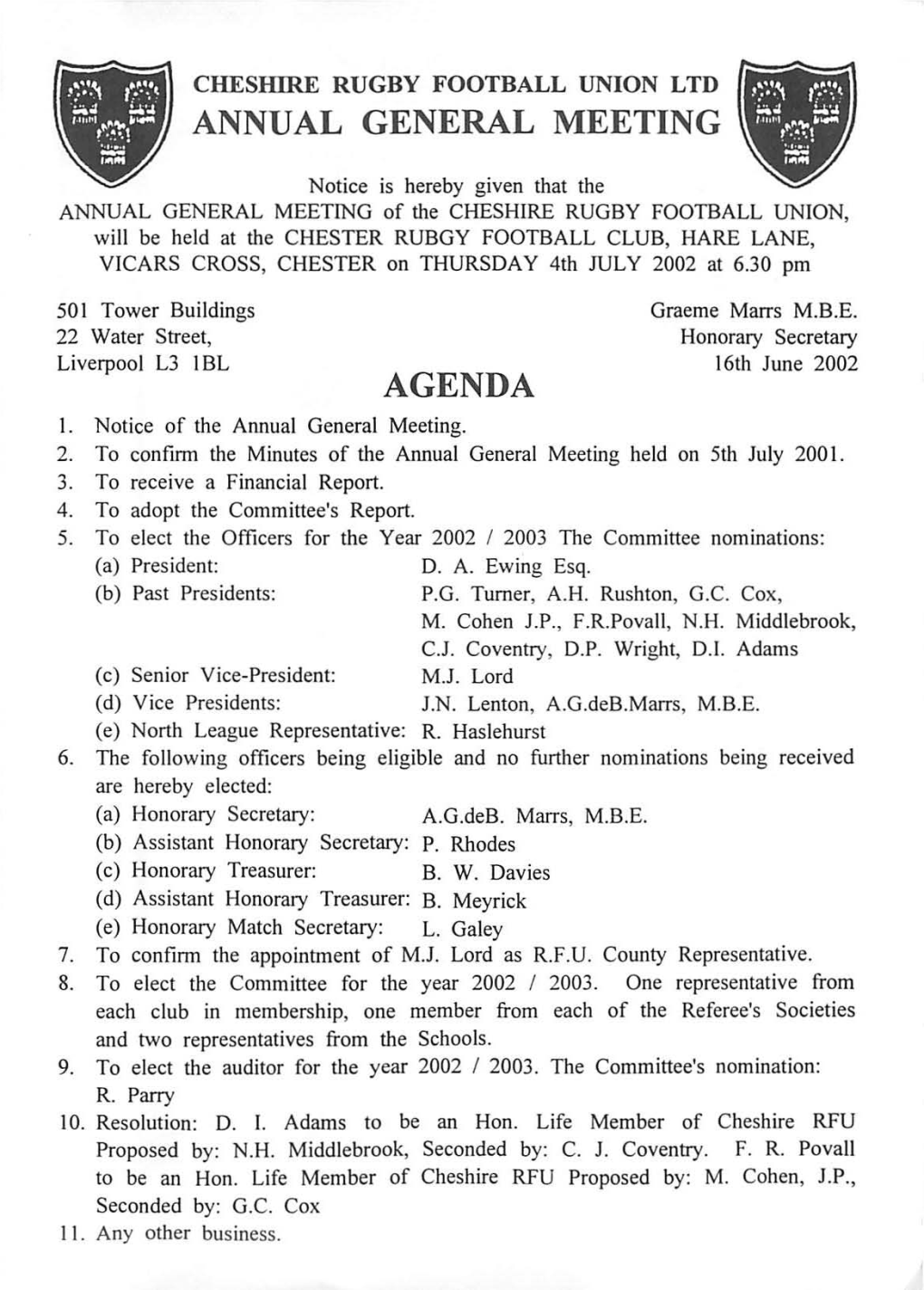 Annual General Meeting Agenda