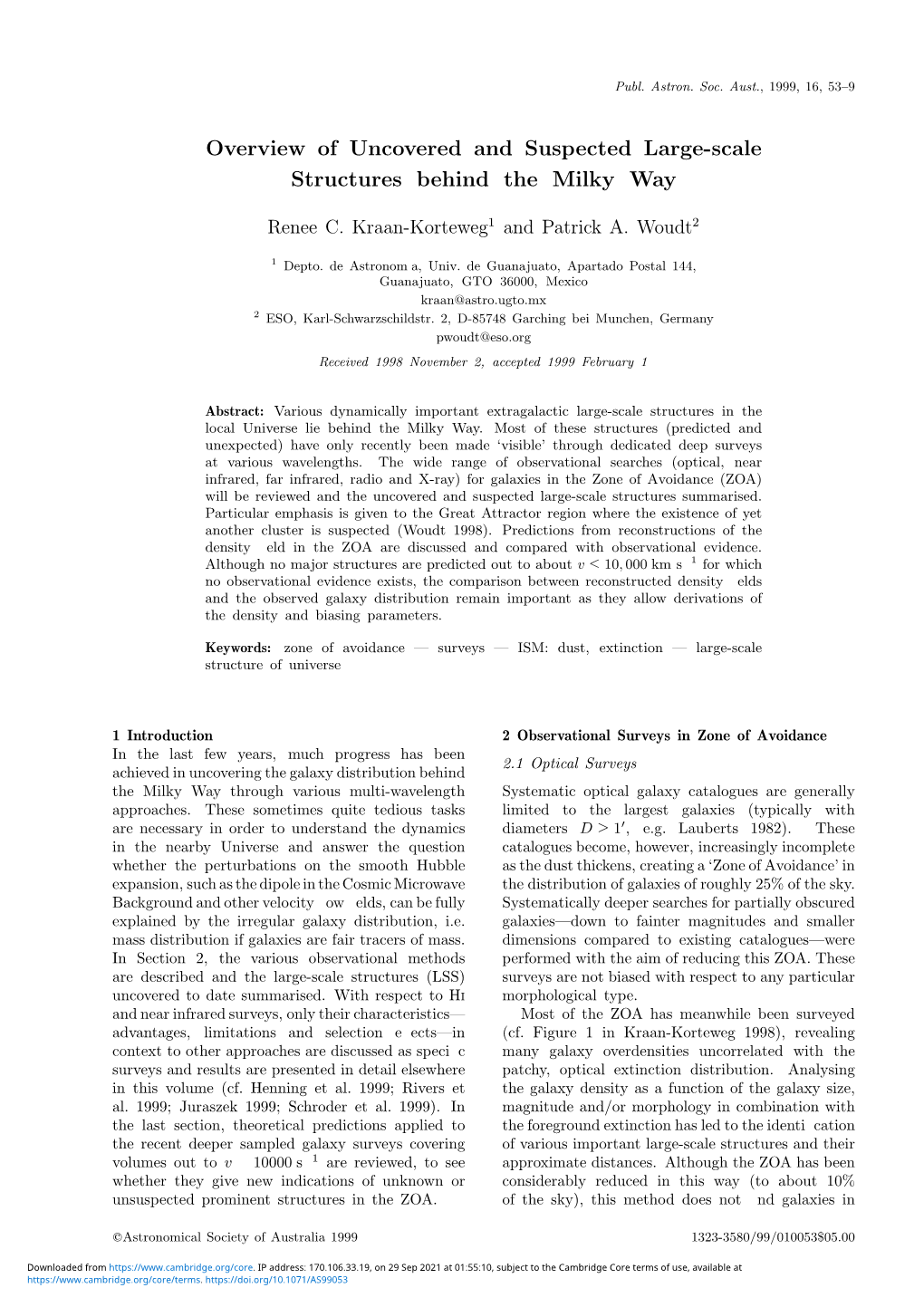 Overview of Uncovered and Suspected Large-Scale Structures Behind the Milky Way