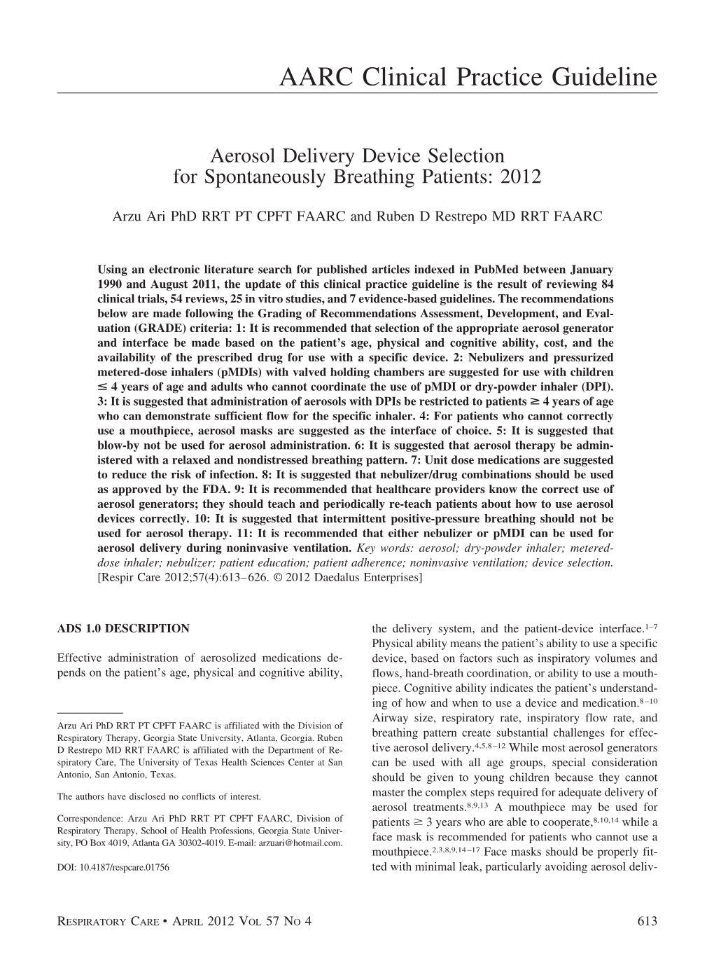 AARC Clinical Practice Guideline