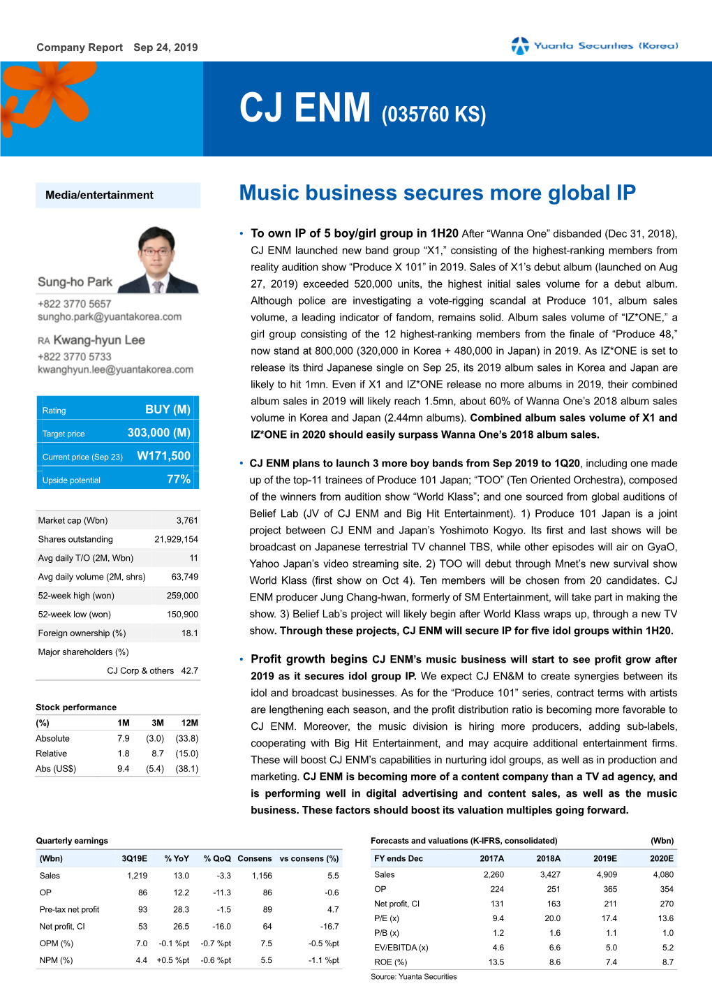 CJ ENM (035760 KS) Music Business Secures More Global IP