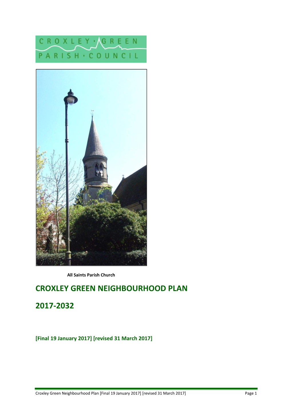 Draft Croxley Green Neighbourhood Plan 2017-2032