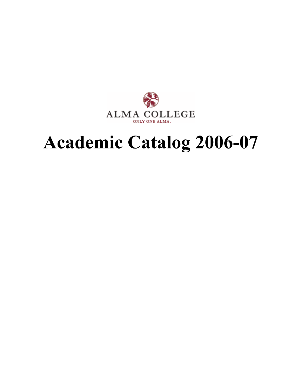 Academic Catalog 2006-07 | Alma College