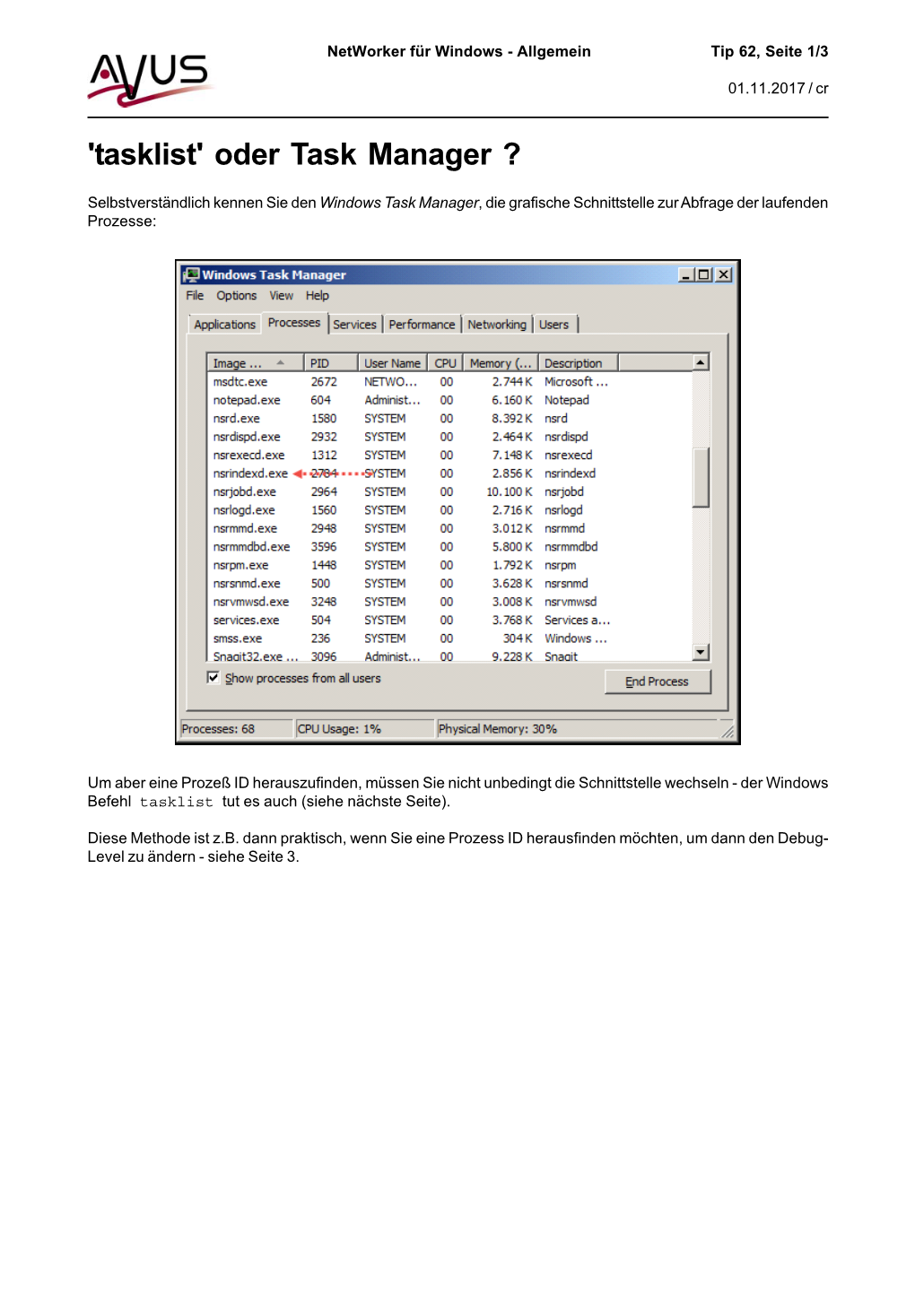 'Tasklist' Oder Task Manager ?