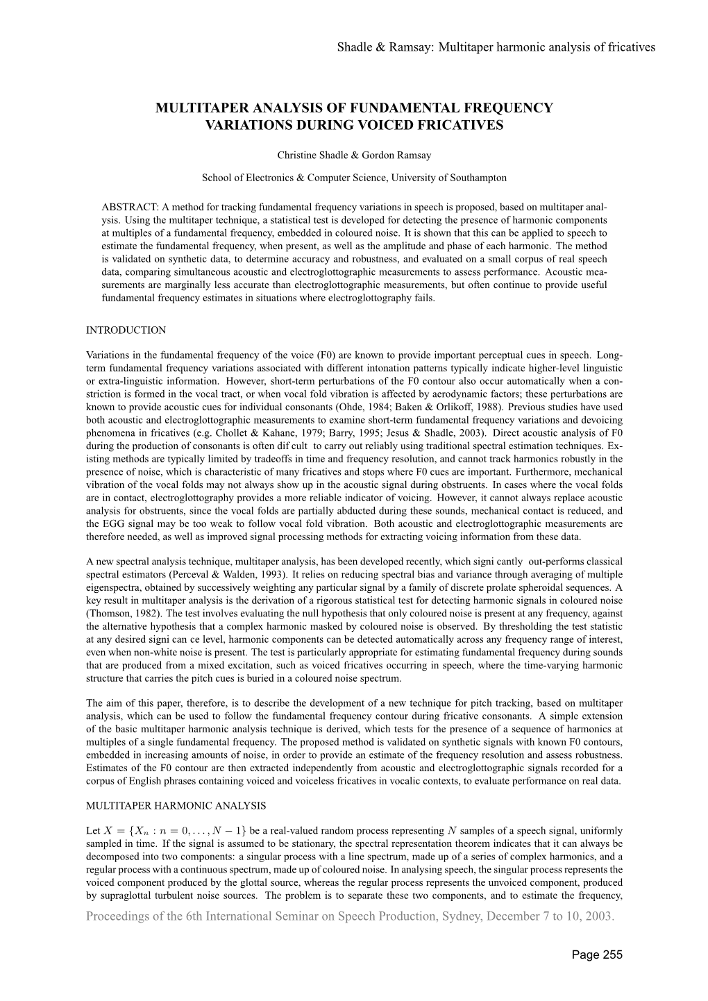 Multitaper Analysis of Fundamental Frequency Variations During Voiced Fricatives