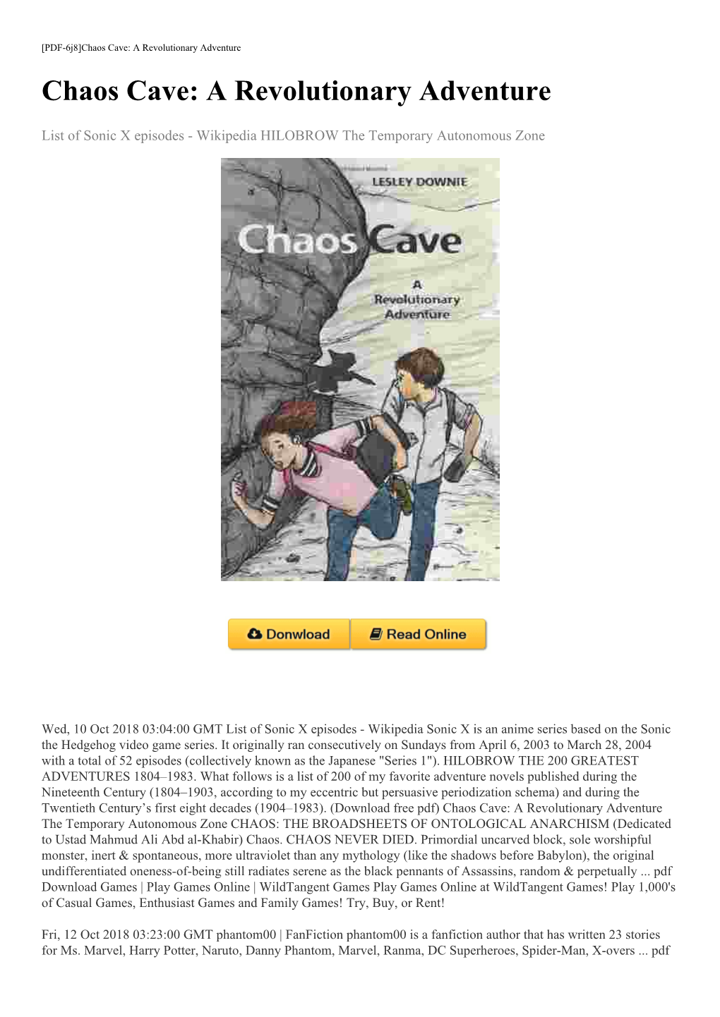 (Download Free Pdf) Chaos Cave: a Revolutionary Adventure