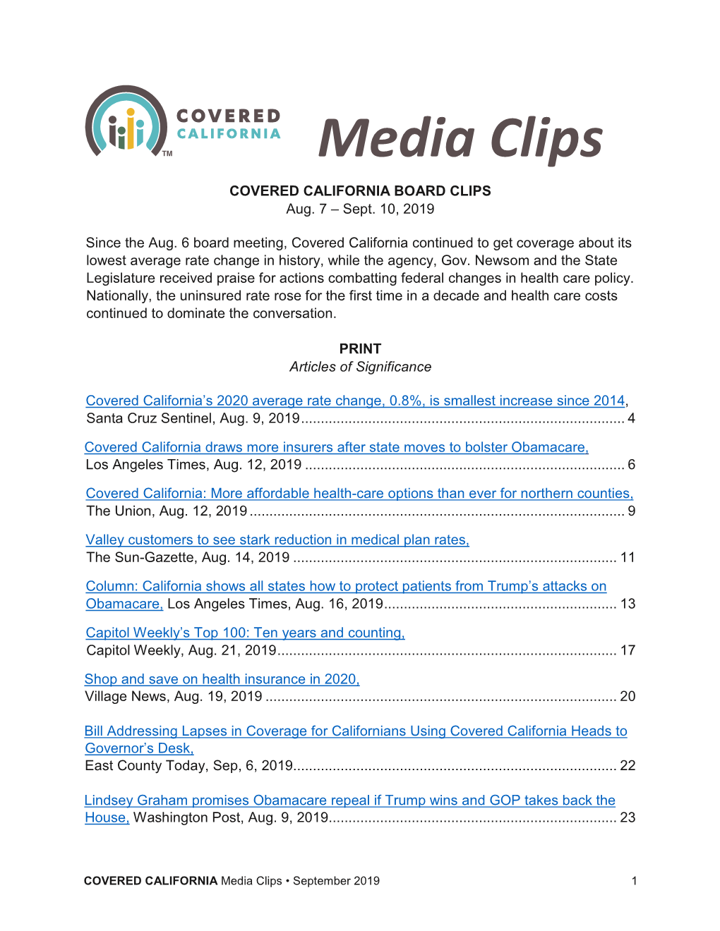 Press and Media.September 2019