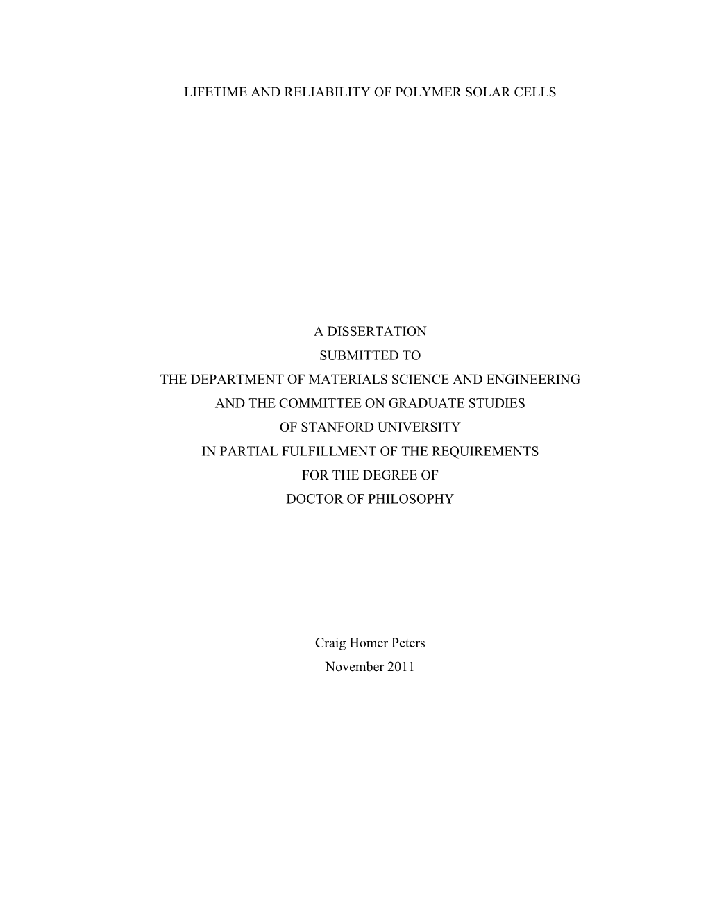 Lifetime and Reliability of Polymer Solar Cells A