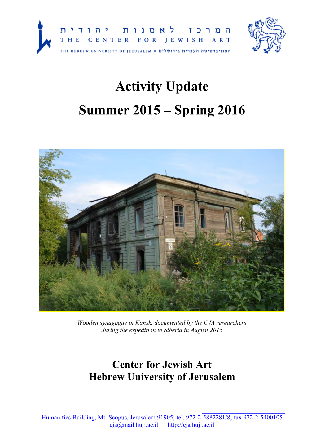Activity Update Summer 2015 – Spring 2016