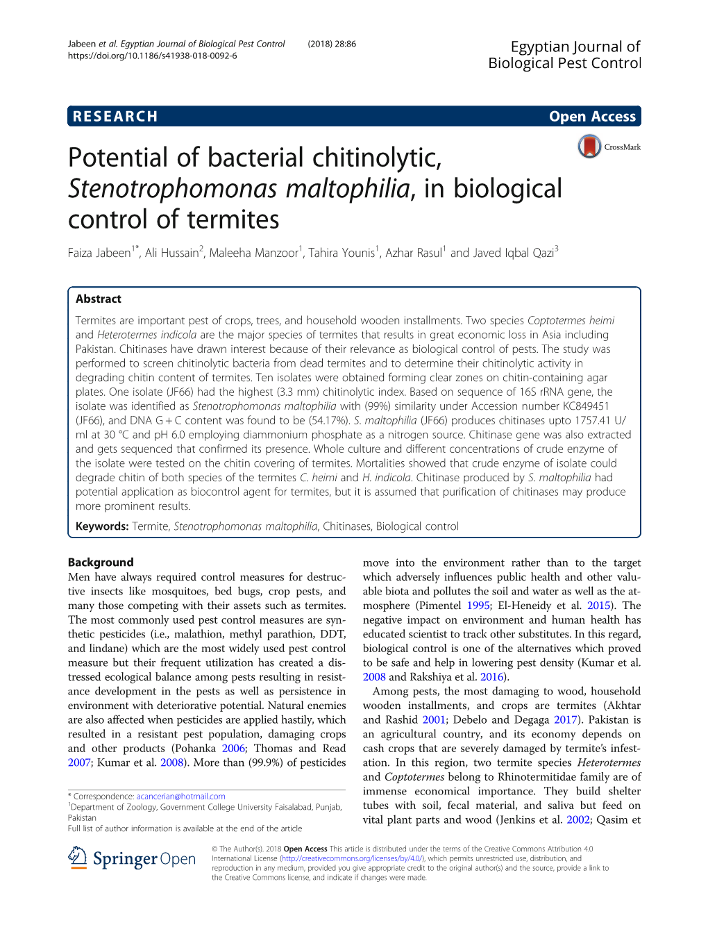 Potential of Bacterial Chitinolytic, Stenotrophomonas Maltophilia, In