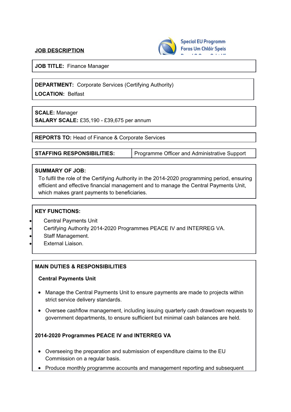 2014-2020 Programmes PEACE IV and INTERREG VA