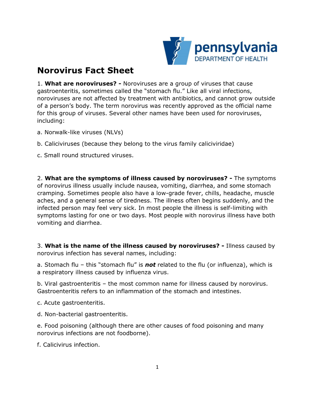 Norovirus Fact Sheet