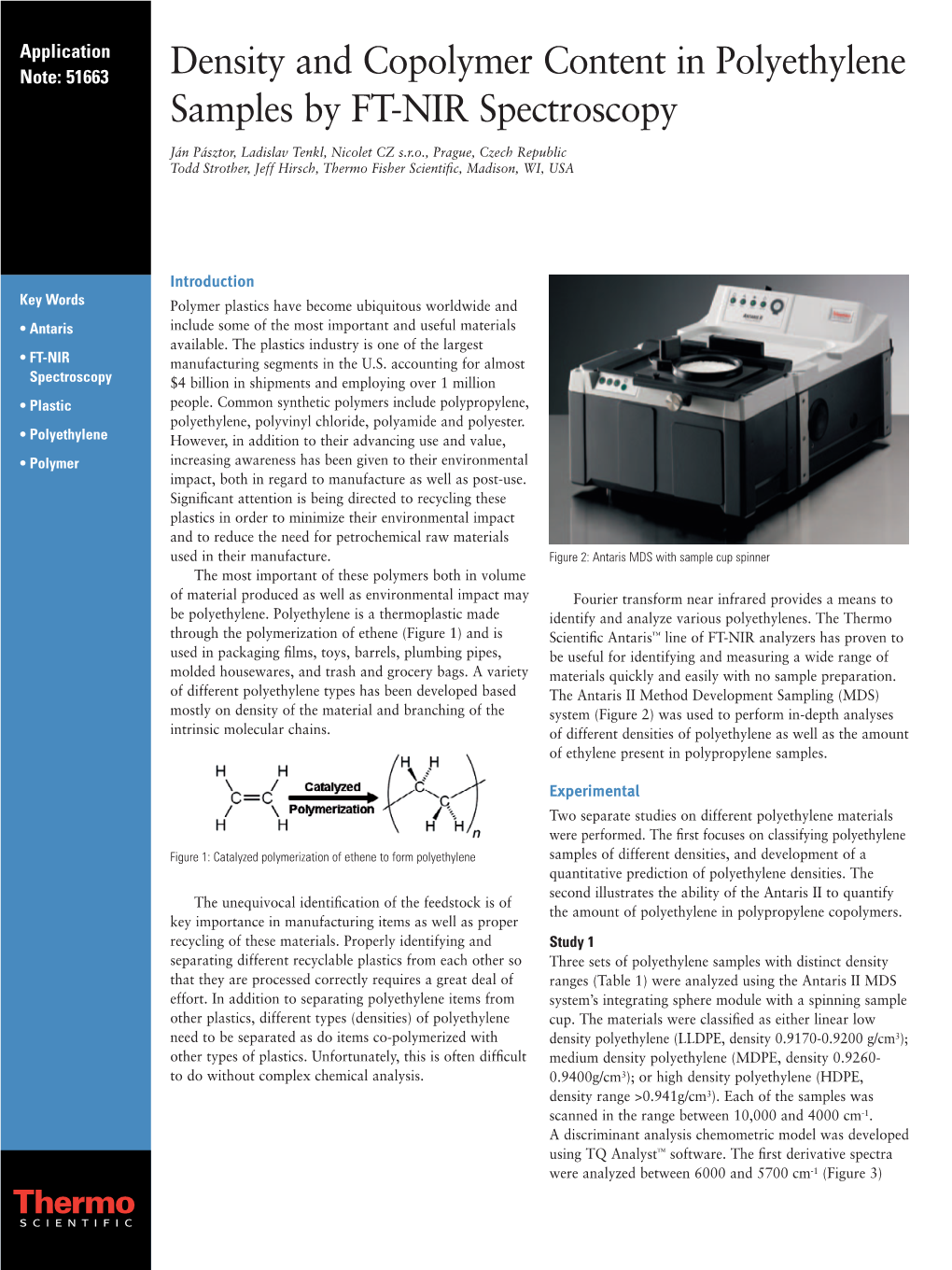 Density and Copolymer Content in Polyethylene Samples by FT-NIR Spectroscopy