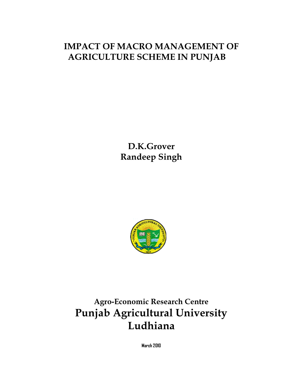 Punjab Agricultural University Ludhiana