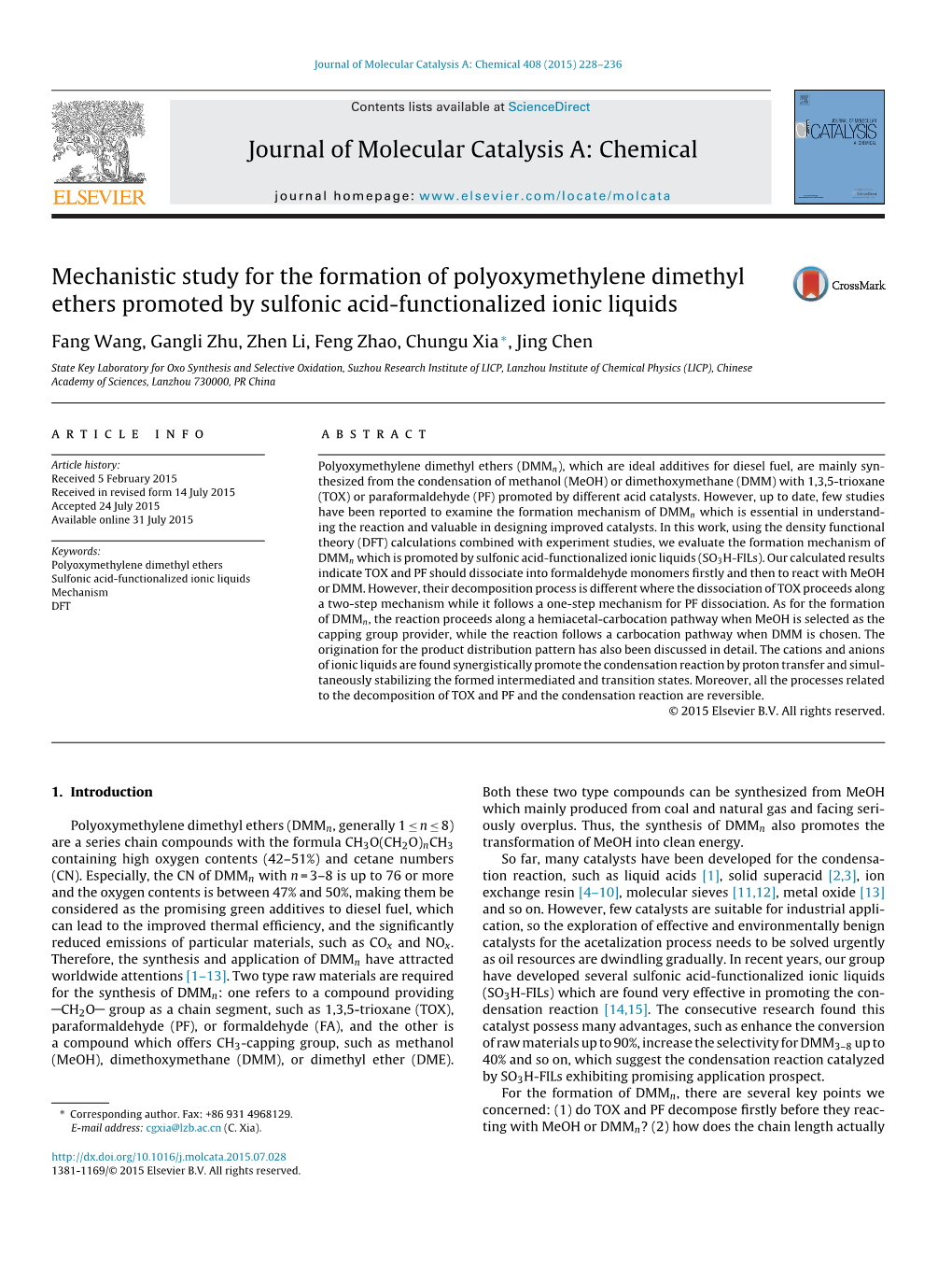 Mechanistic Study for the Formation of Polyoxymethylene Dimethyl Ethers Promoted by Sulfonic Acid-Functionalized Ionic Liquids