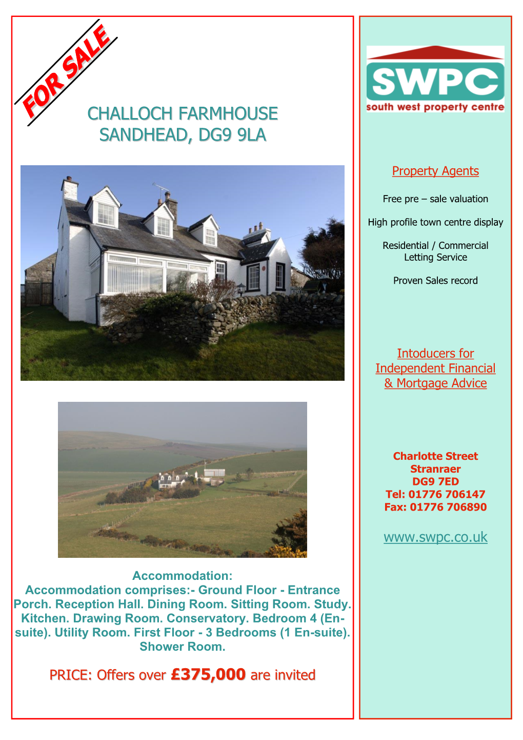 Challoch Farmhouse Sandhead, Dg9