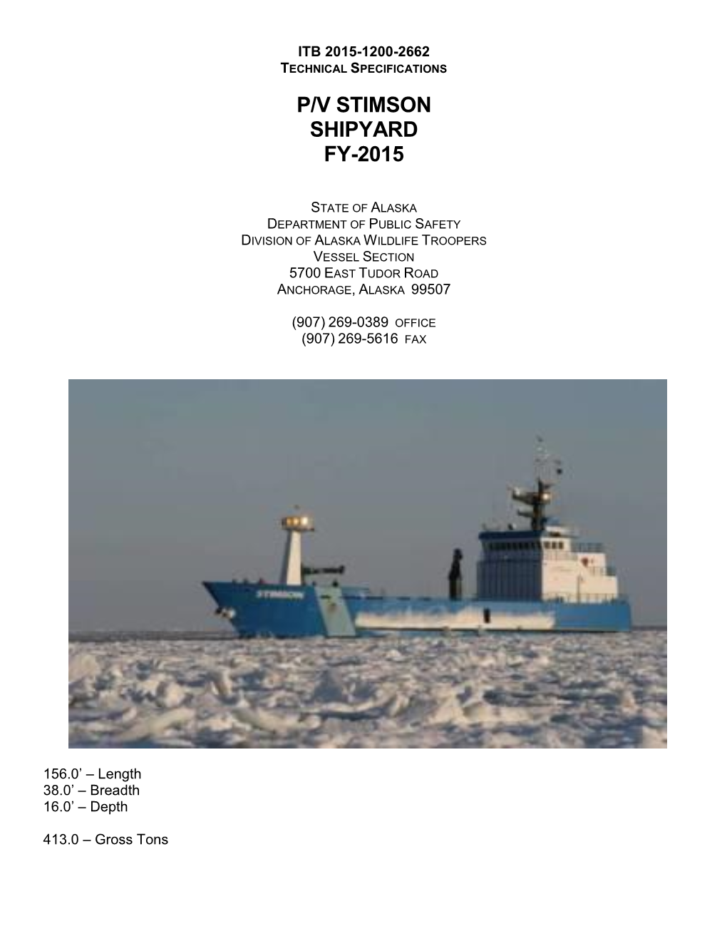 P/V Stimson Shipyard Fy-2015