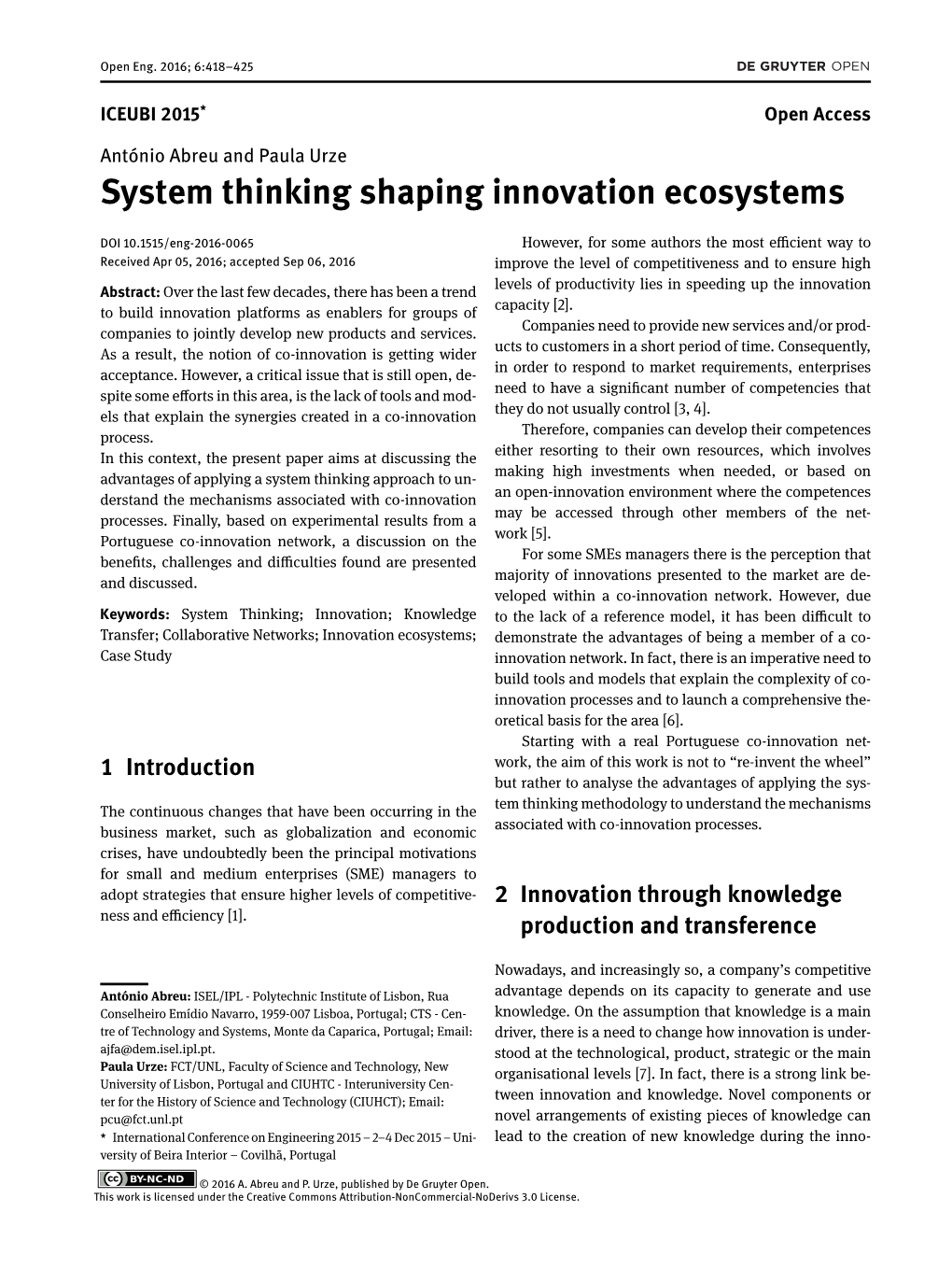 System Thinking Shaping Innovation Ecosystems