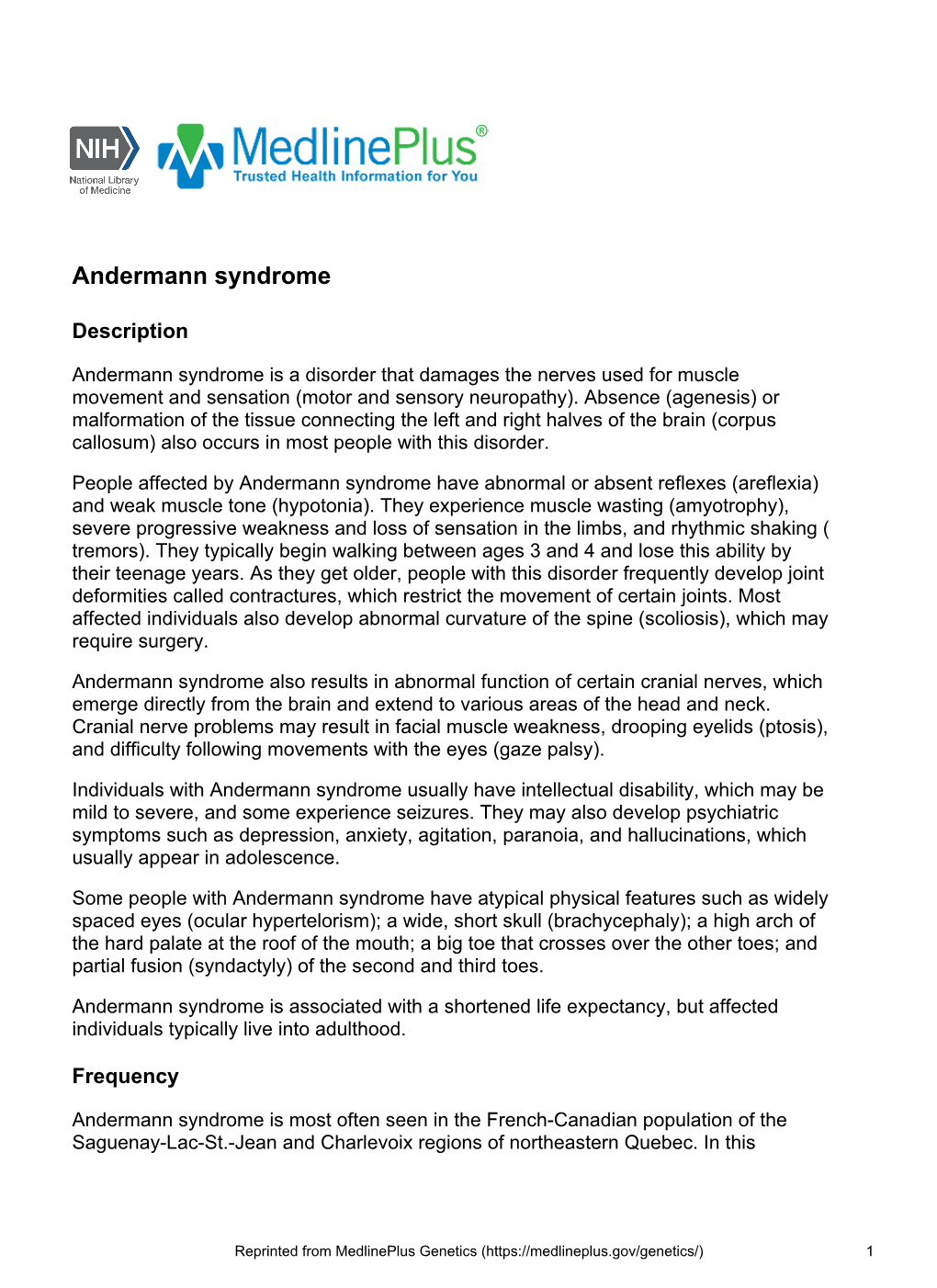 Andermann Syndrome