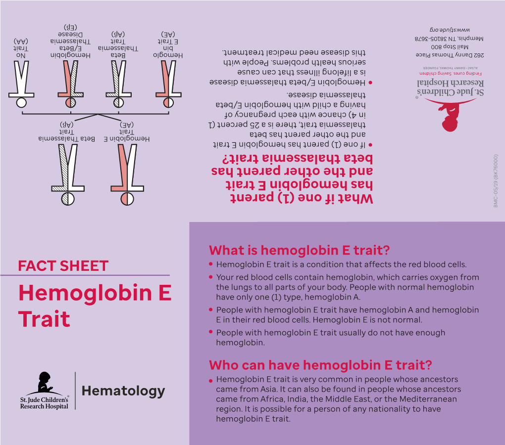 Fact Sheet: Hemoglobin E Trait