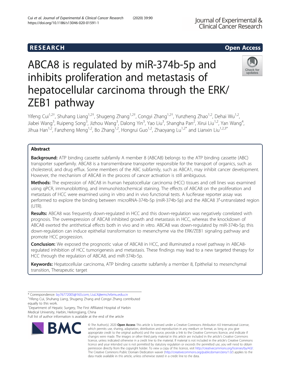 ABCA8 Is Regulated by Mir-374B-5P and Inhibits Proliferation And