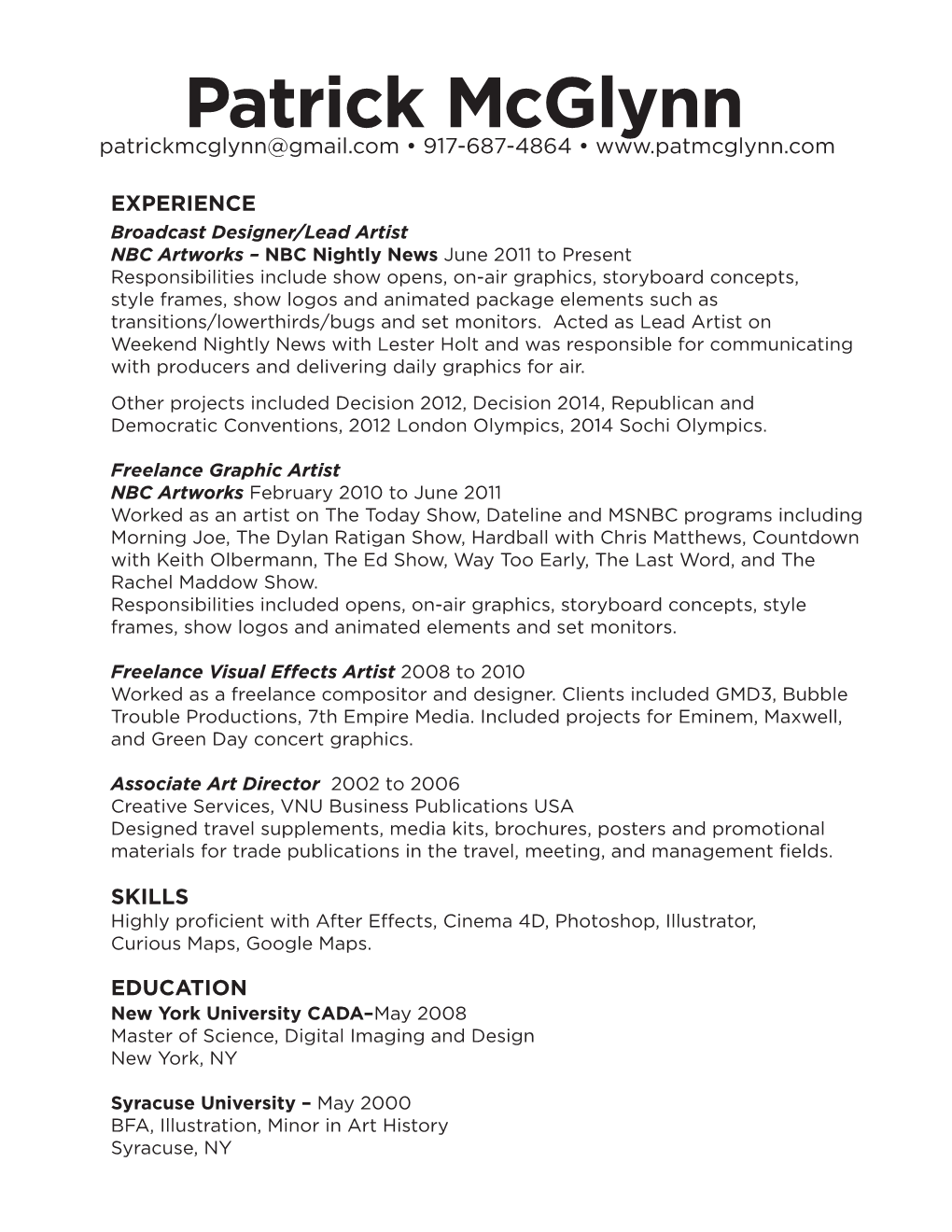 Patrick Mcglynn RESUME