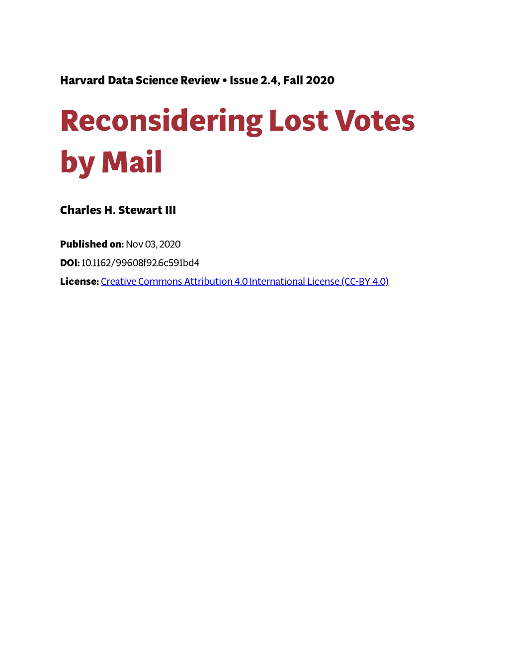 Reconsidering Lost Votes by Mail