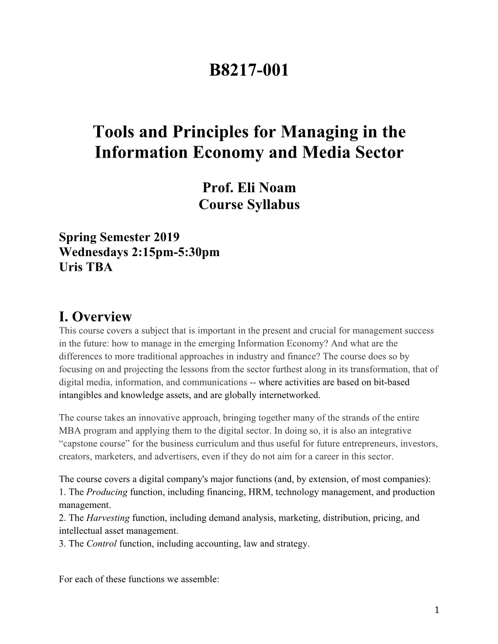 B8217-001 Tools and Principles for Managing in the Information