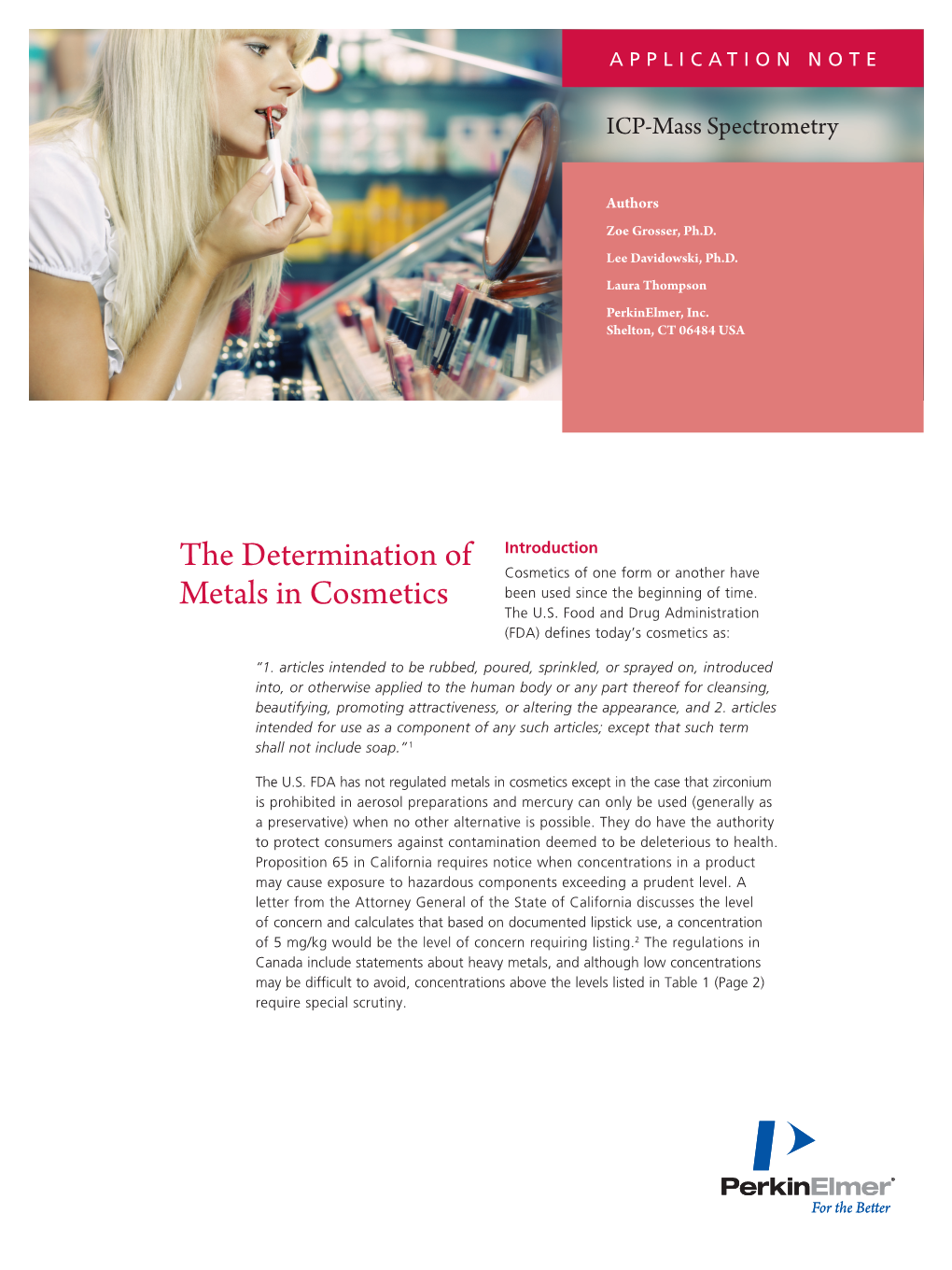 The Determination of Metals in Cosmetics