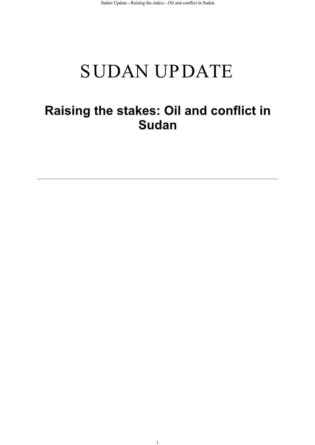 Oil and Conflict in Sudan