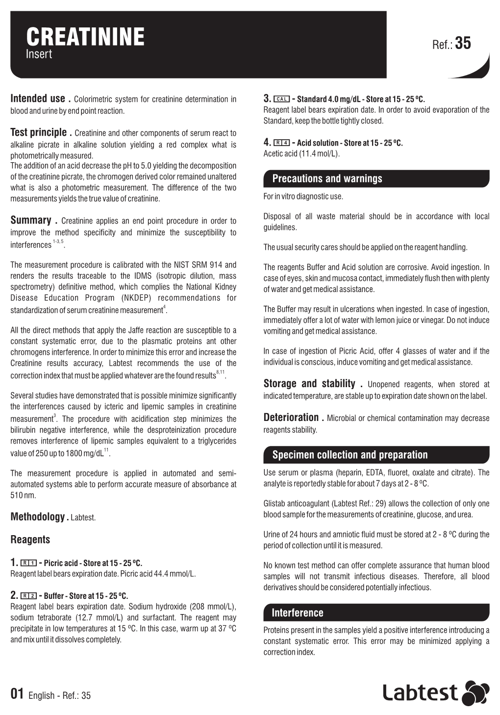 Intended Use . Test Principle . Summary . Methodology . Reagents 1