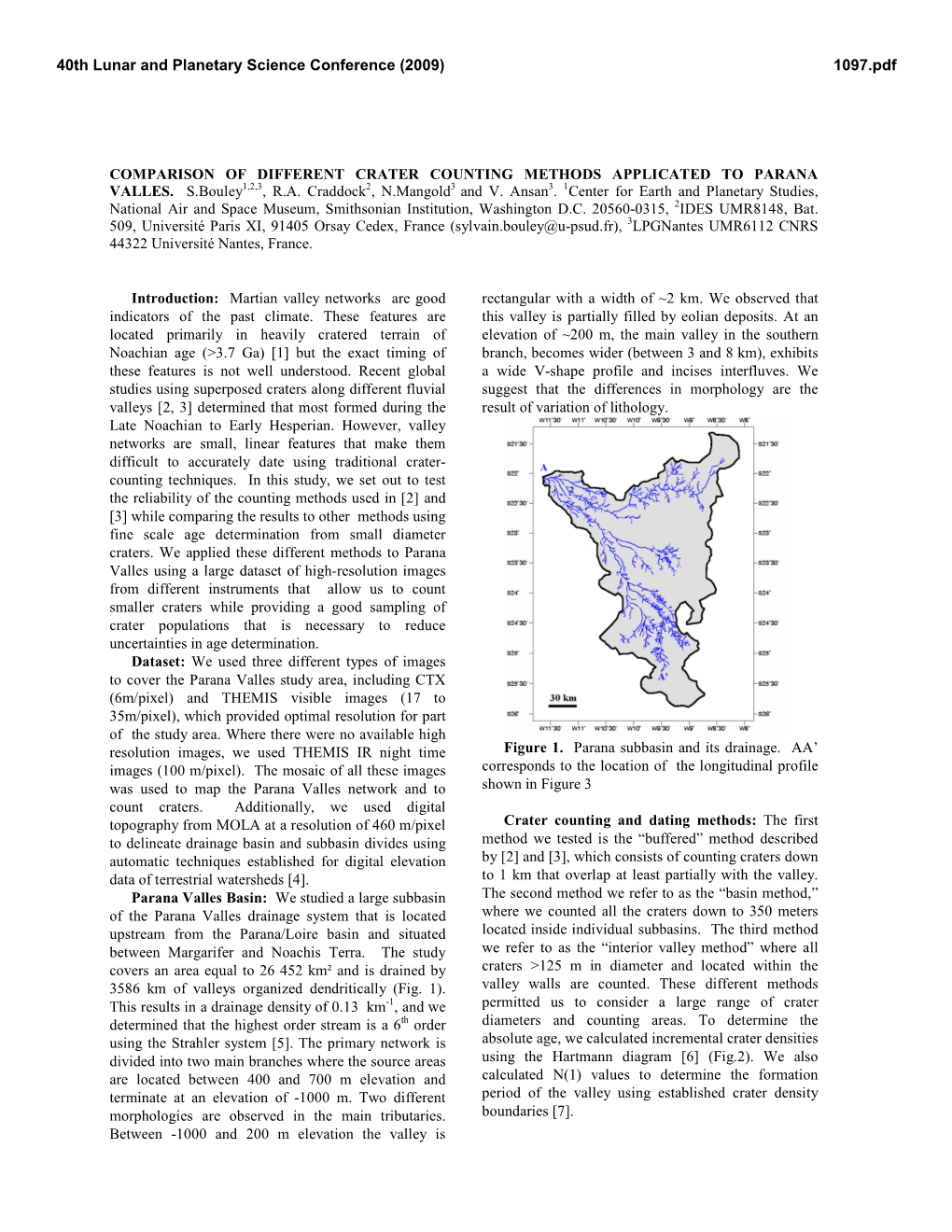 Comparison of Different Crater Counting Methods Applicated to Parana Valles