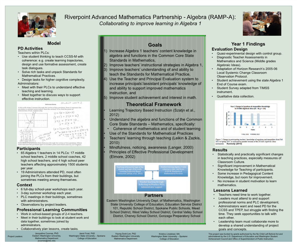 Algebra (RAMP-A): Collaborating to Improve Learning in Algebra 1