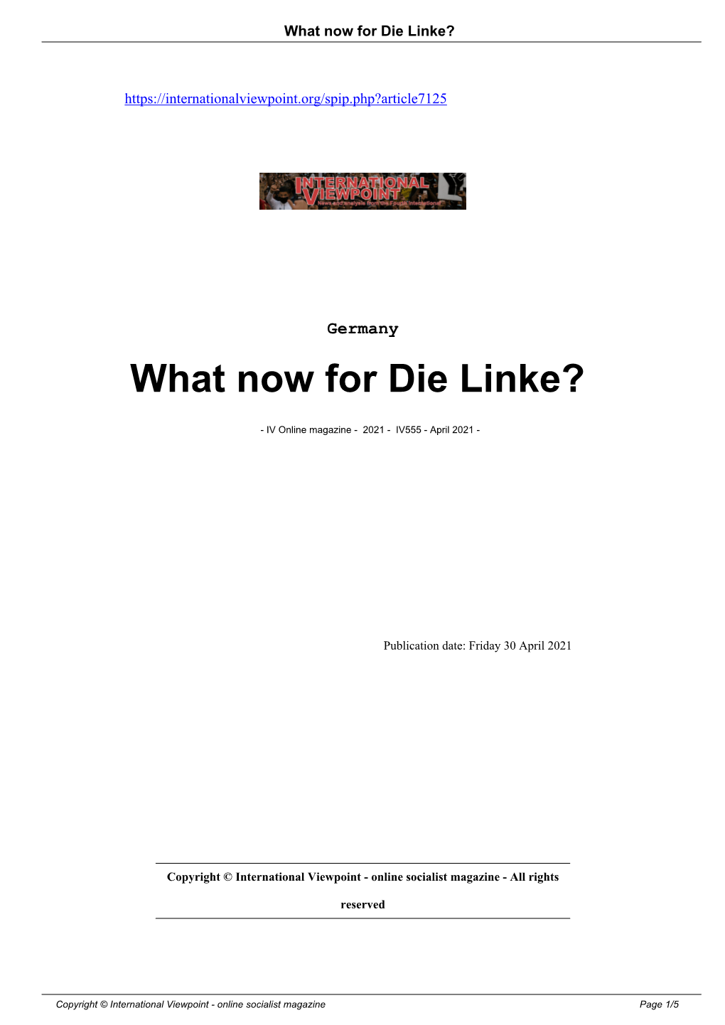 What Now for Die Linke?