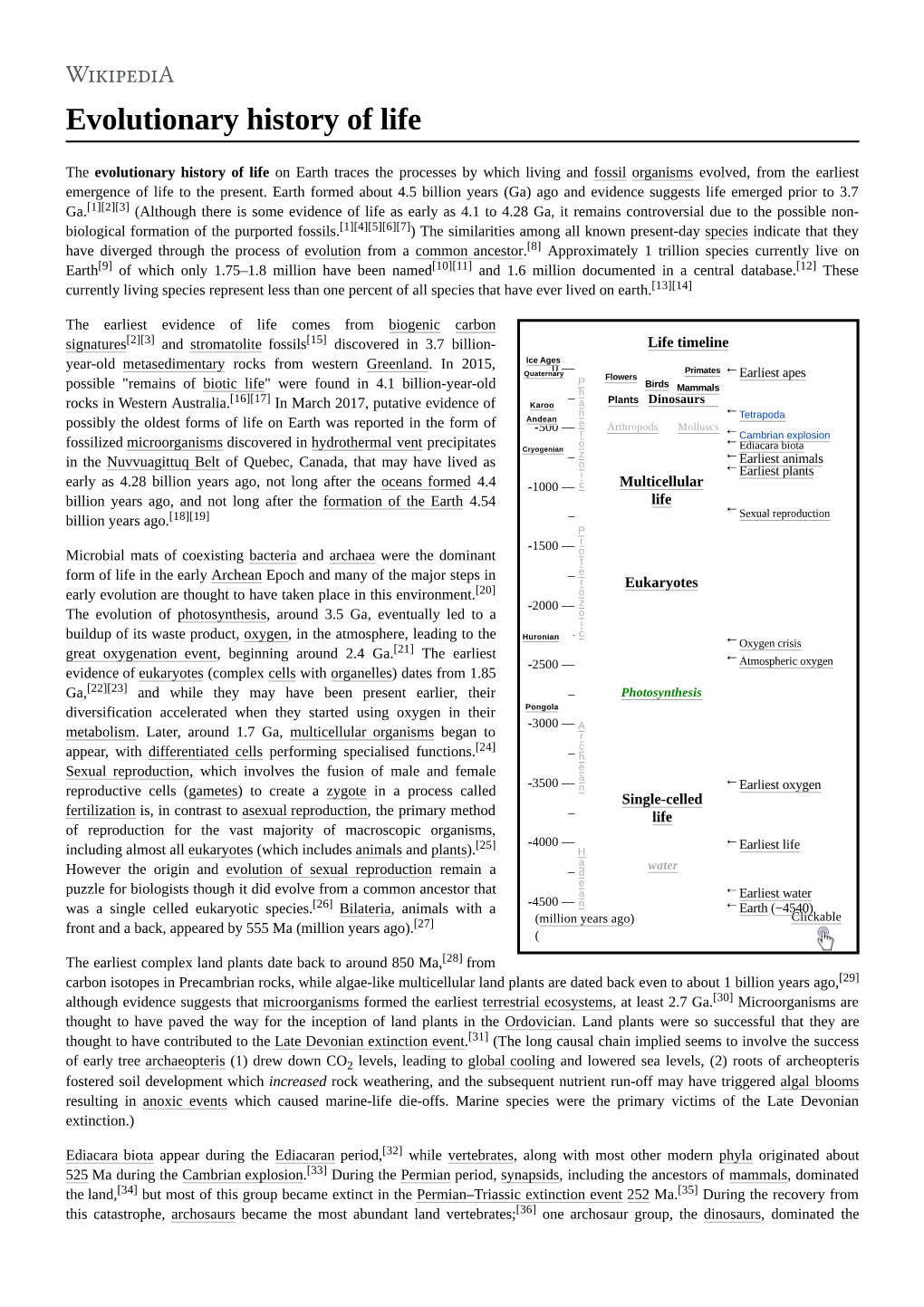 Evolutionary History of Life