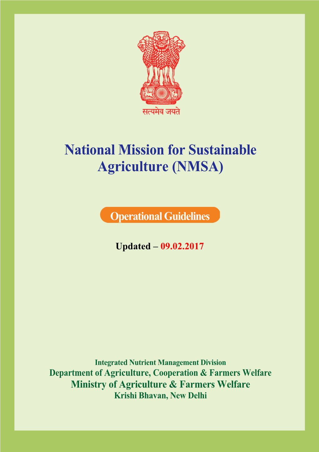 National Mission for Sustainable Agriculture (NMSA)