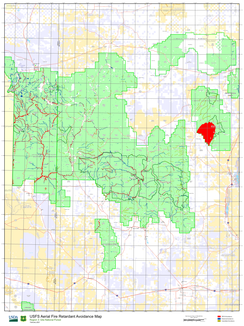 USFS Aerial Fire Retardant Avoidance Map Scale 1:253,440 0 3 6 9 12 Miles Perennial Avoidance