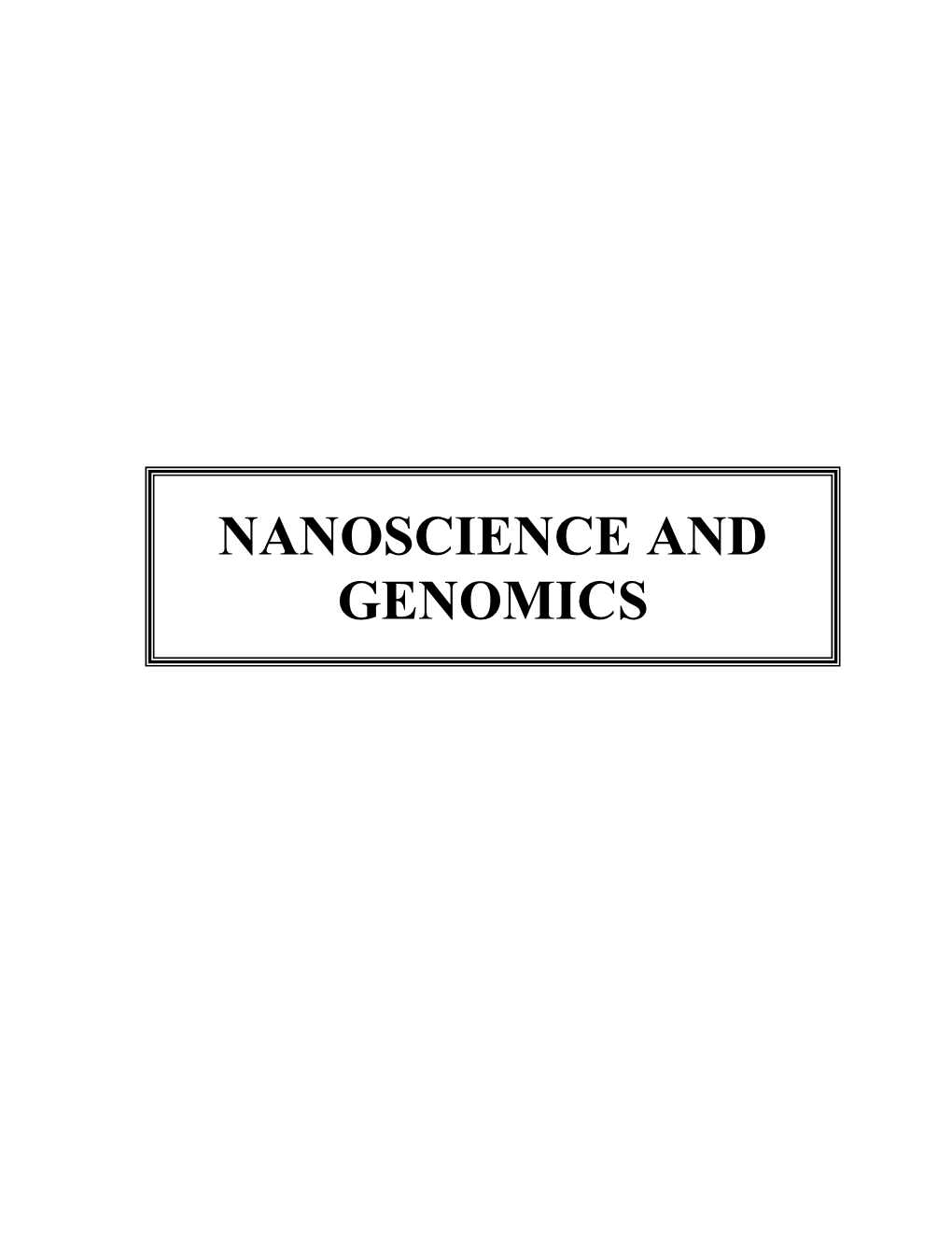 Nanoscience and Genomics