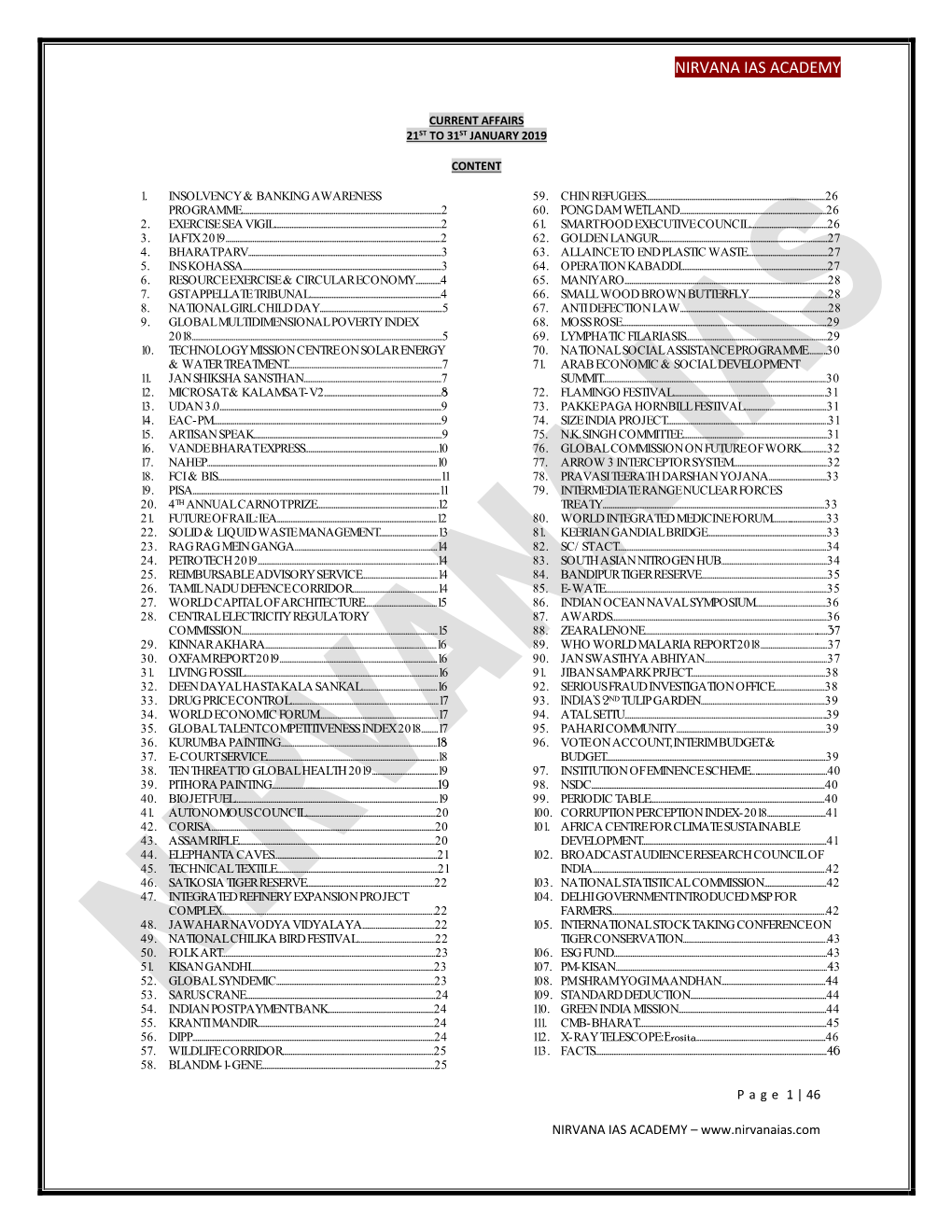 Page 1 | 46 NIRVANA IAS ACADEMY