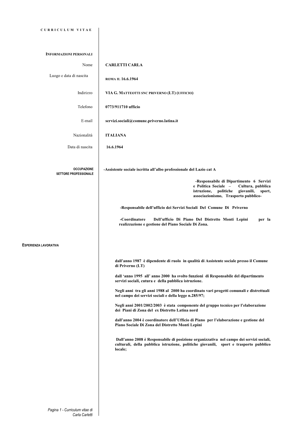 Carletti Carla Cv