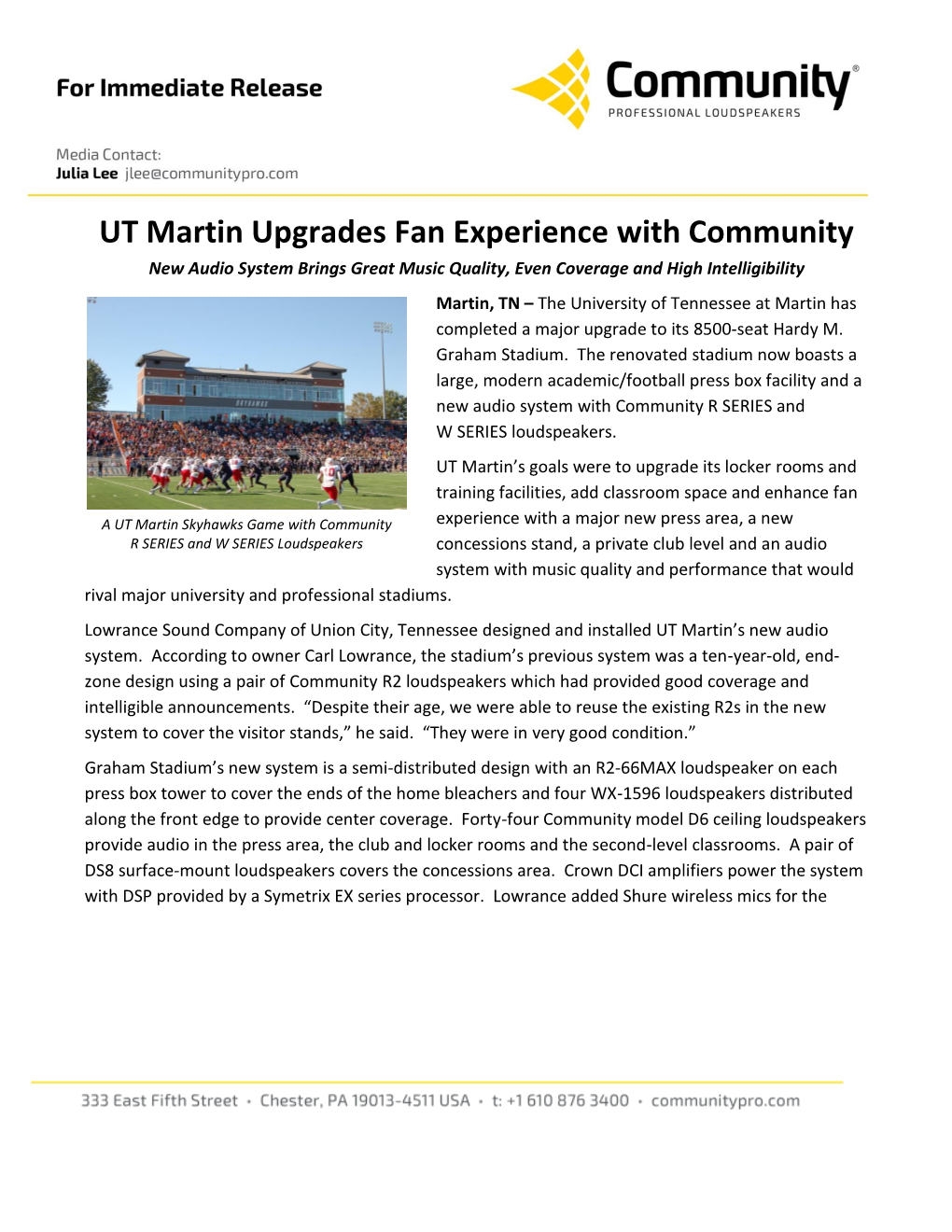 UT Martin Upgrades Fan Experience with Community
