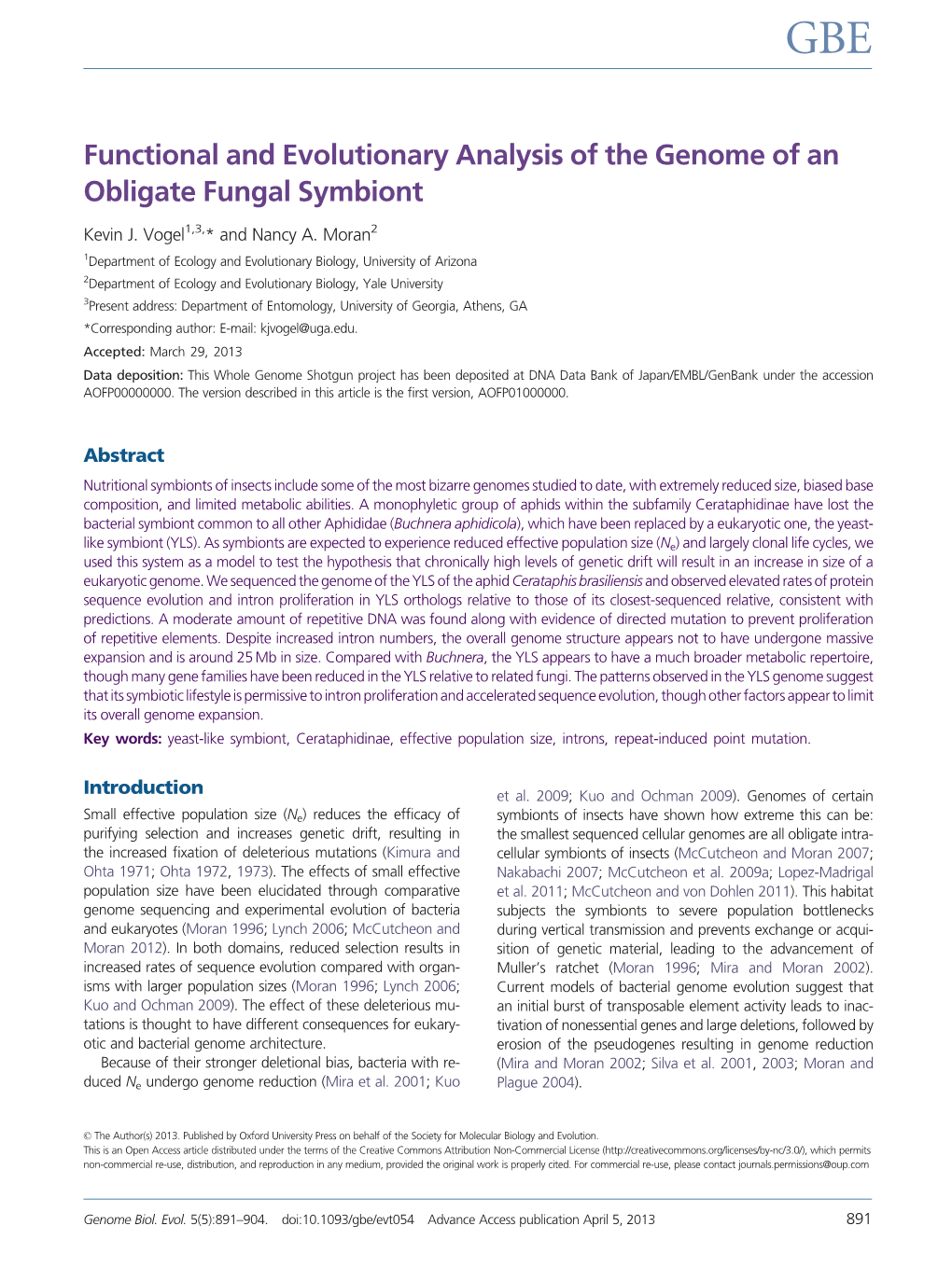 Functional and Evolutionary Analysis of the Genome of an Obligate Fungal Symbiont