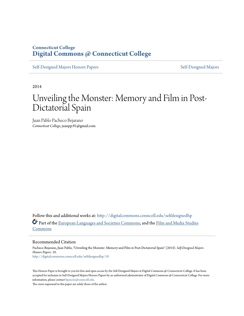 Memory and Film in Post-Dictatorial Spain