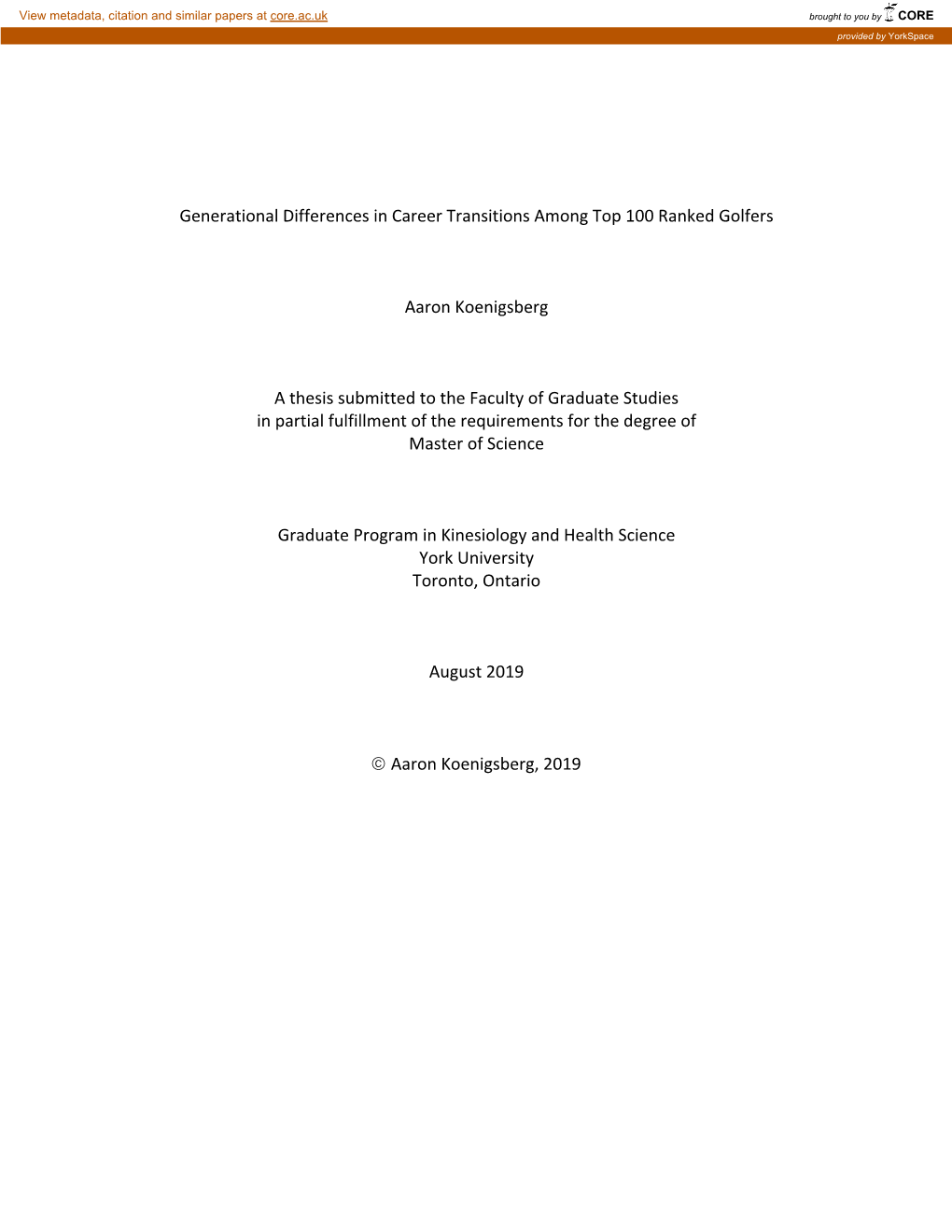 Generational Differences in Career Transitions Among Top 100 Ranked Golfers