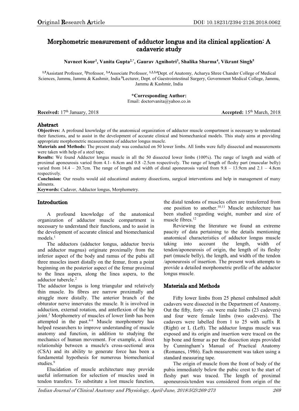 Morphometric Measurement of Adductor Longus and Its Clinical Application: a Cadaveric Study