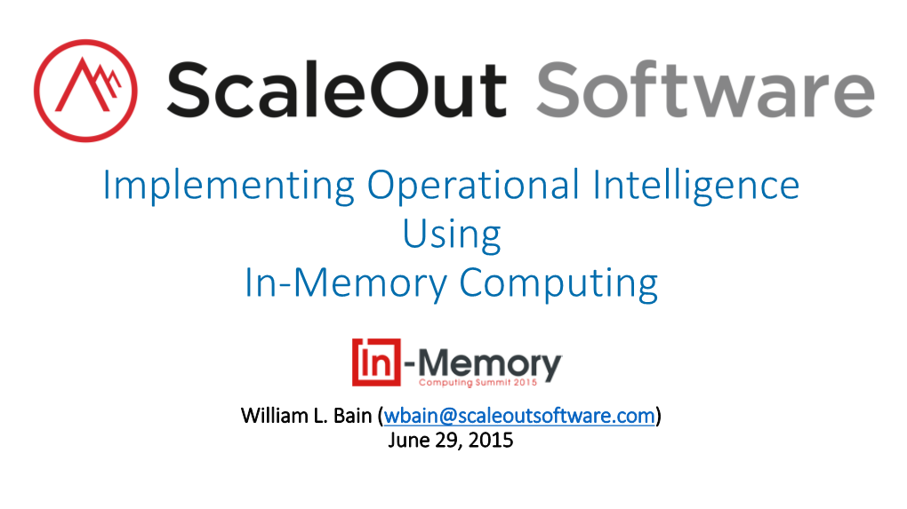 Implementing Operational Intelligence Using In-Memory Computing