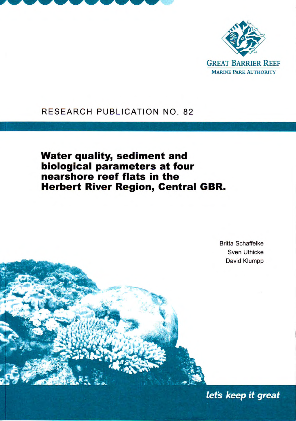Water Quality, Sediment and Biological Parameters at Four Nearshore Reef Flats in the Herbert River Region, Central GBR
