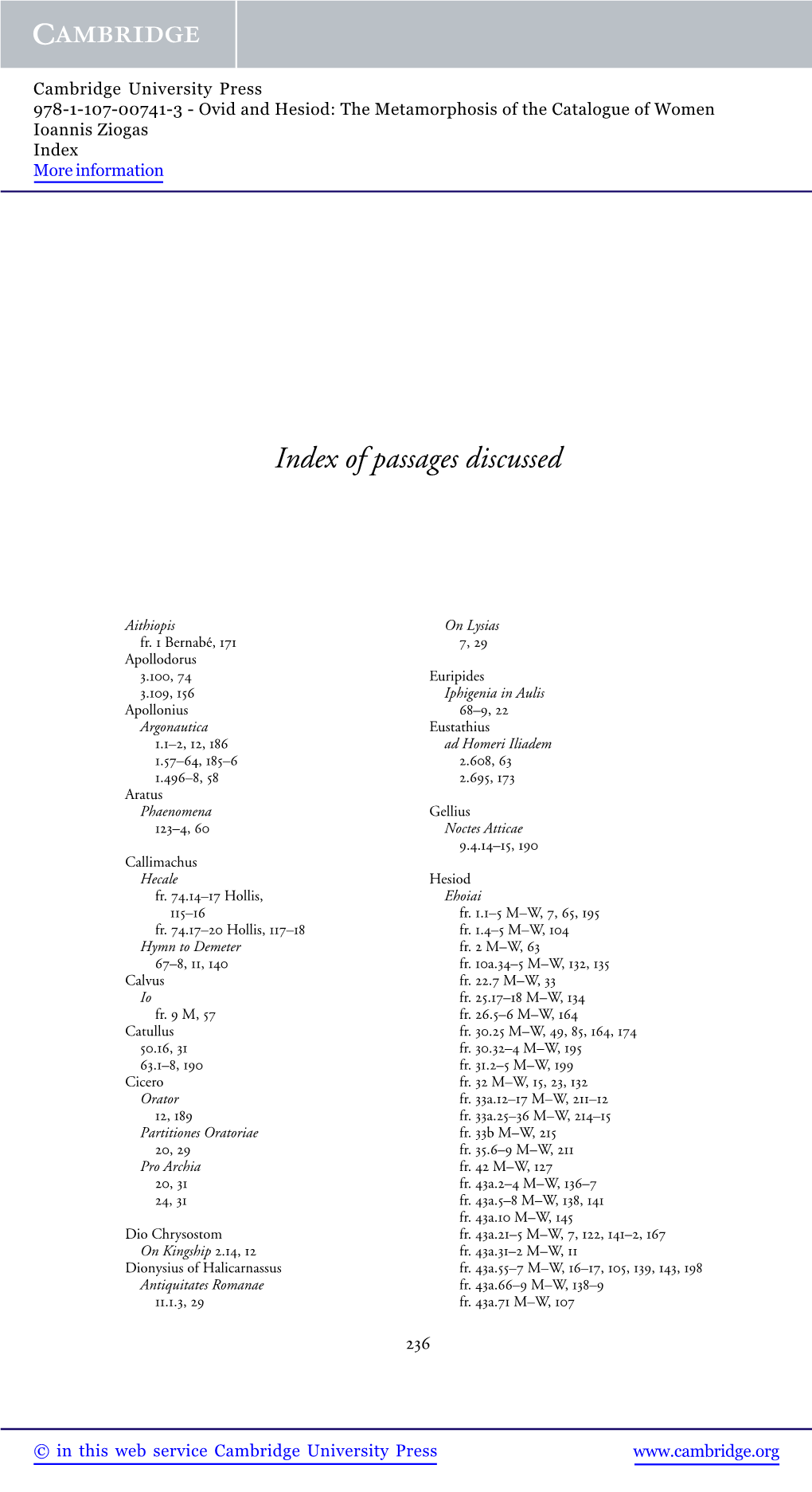 Index of Passages Discussed