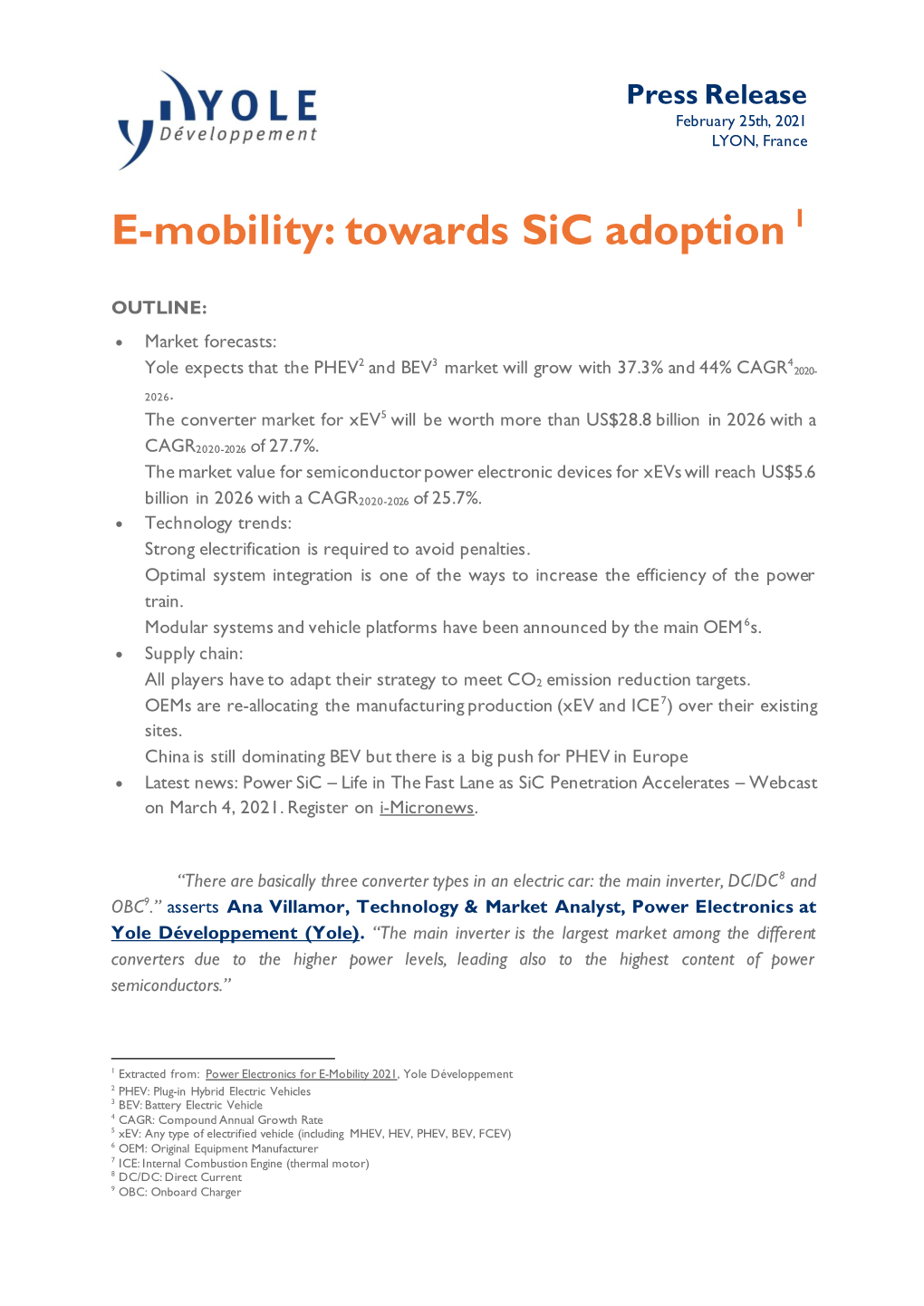 E-Mobility: Towards Sic Adoption 1